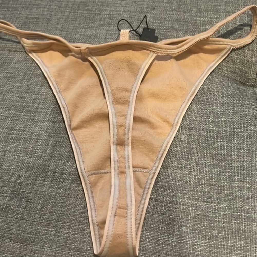 Skims Logo Pointelle Thong Set Sz 2X - Picture 3 of 3